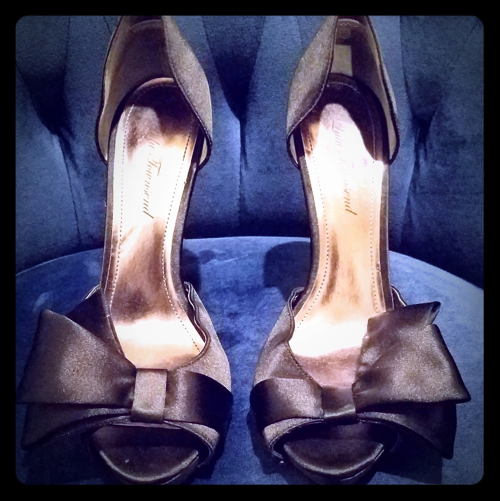 Black satin heels
